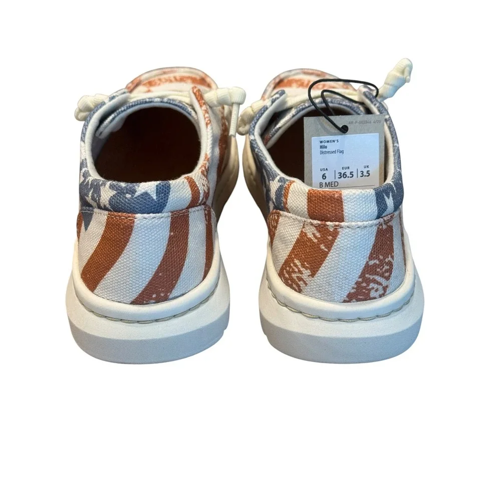 Ariat Hilo Women Distressed Flag Canvas Slip On Loafers Red White Blue Size  NIB